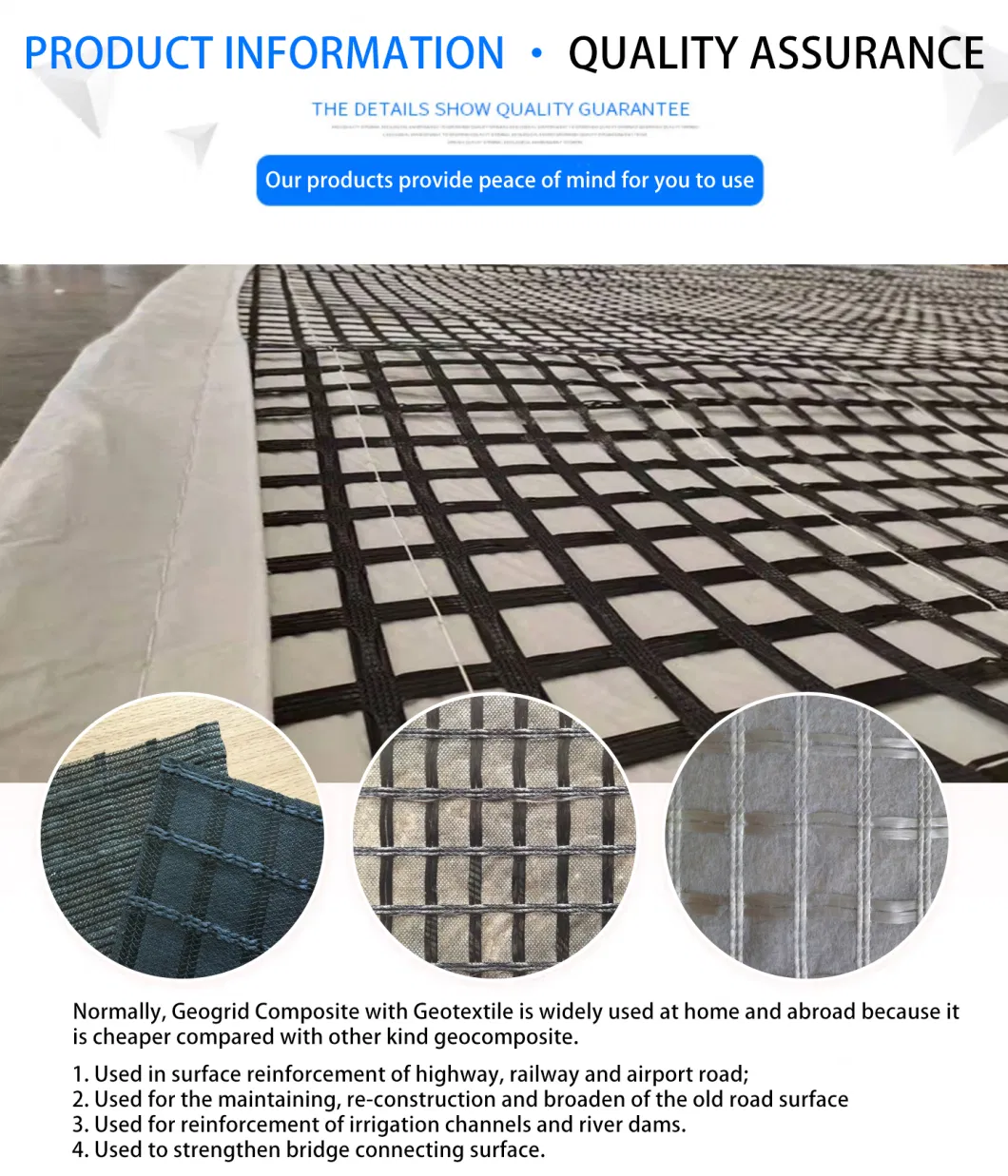 30/30kn PP Combigrid Biaxial Geogrid Composite with 100g Non Woven Geotextile Hot Sale